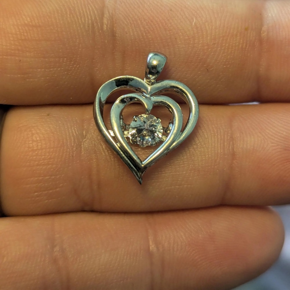 925 Sterling Silver Heart Floating CZ Pendant